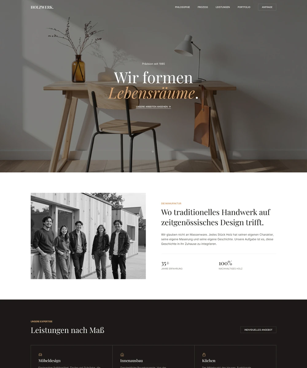 Bild der Webseite von Holzwerk