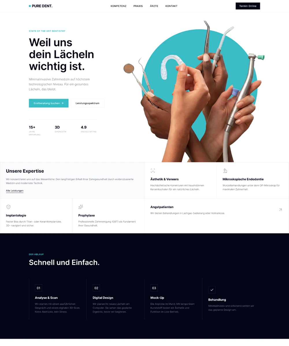 Bild der Webseite von Pure Dent